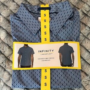INFINITY Men's Short-Sleeve Geometric Button-Up Shirt - Blue & White size Small